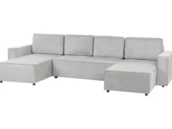U-formet sovesofa 4 personers VATNE Lysegrå med opbevaring