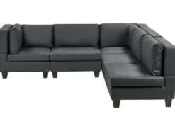 UNSTAD 5 personers Hjørnesofa modul Venstrevendt Sort Kunstlæder