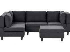 UNSTAD 4 personers Hjørnesofa modul Højrevendt Sort med fodskammel