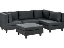 UNSTAD 4 personers Hjørnesofa modul Venstrevendt Sort med fodskammel