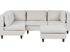 UNSTAD 4 personers Hjørnesofa modul Højrevendt Lys Beige med fodskammel