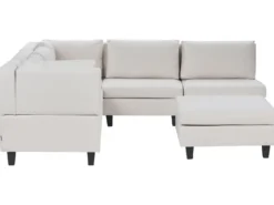 UNSTAD 5 personers Hjørnesofa modul Højrevendt Lys Beige med fodskammel