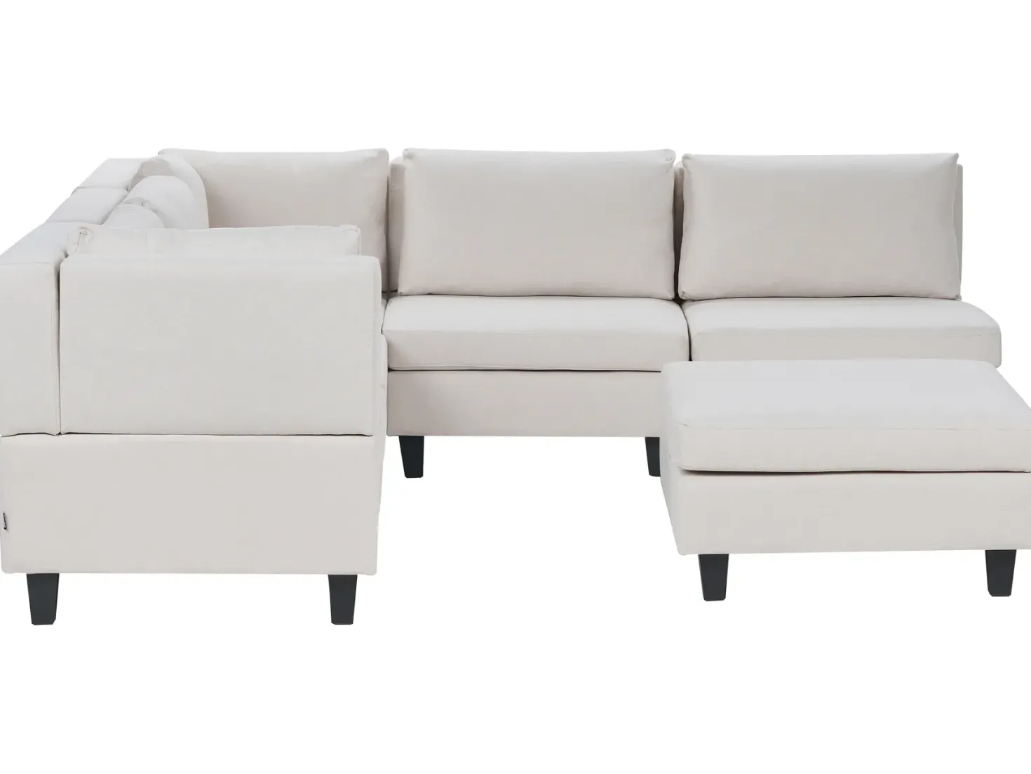 UNSTAD 5 personers Hjørnesofa modul Højrevendt Lys Beige med fodskammel