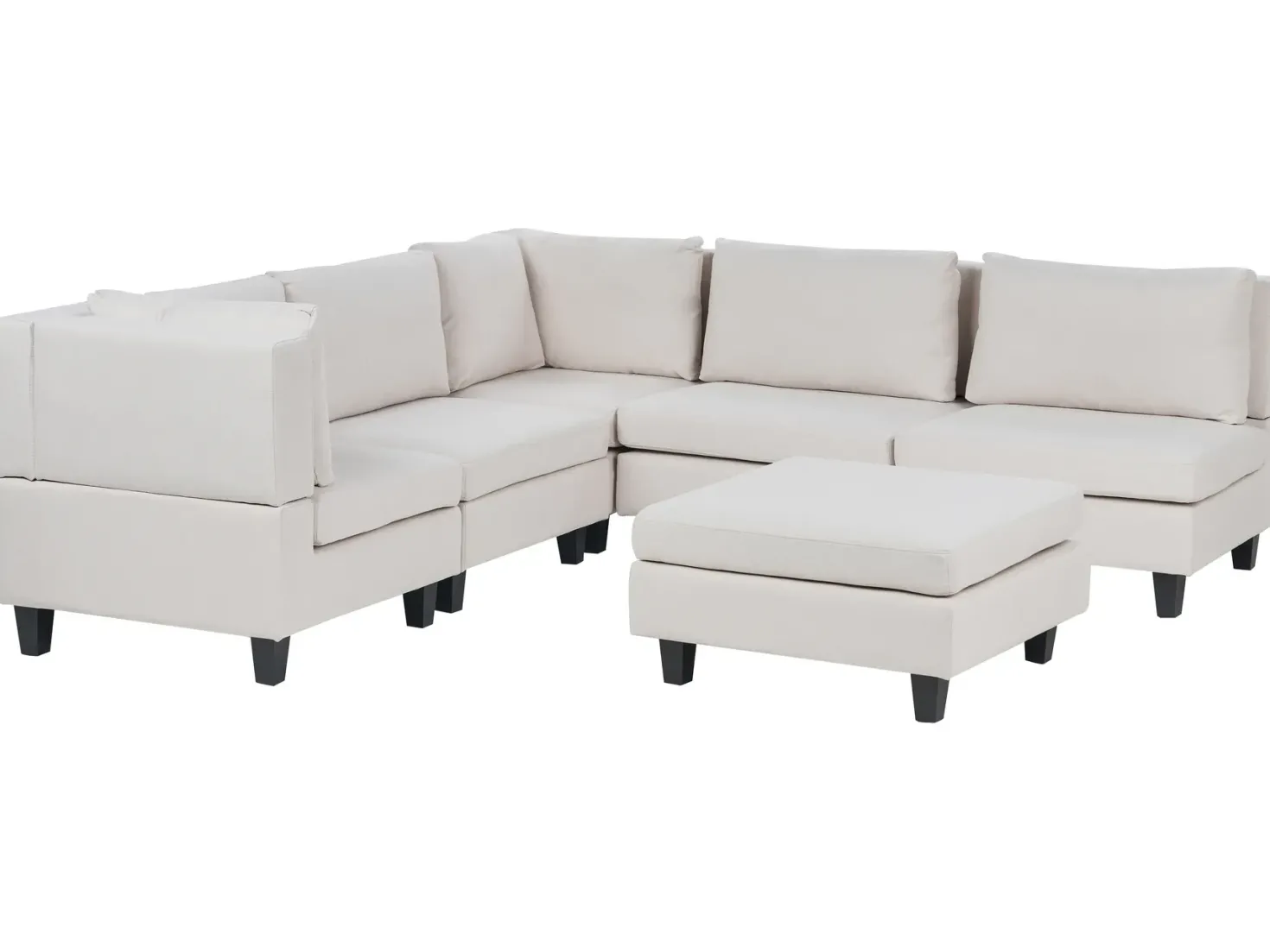 UNSTAD 5 personers Hjørnesofa modul Højrevendt Lys Beige med fodskammel