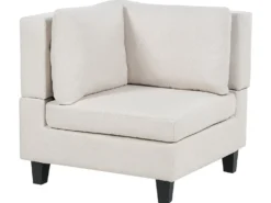 UNSTAD 5 personers Hjørnesofa modul Højrevendt Lys Beige med fodskammel