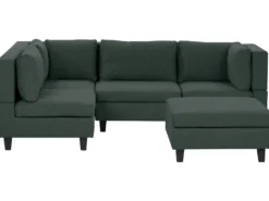 UNSTAD 4 personers Hjørnesofa modul Højrevendt Mørkegrøn med fodskammel