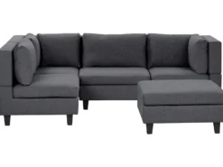 UNSTAD 4 personers Hjørnesofa modul Højrevendt Mørkegrå med fodskammel