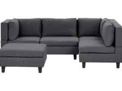 UNSTAD 4 personers Hjørnesofa modul Venstrevendt Mørkegrå med fodskammel
