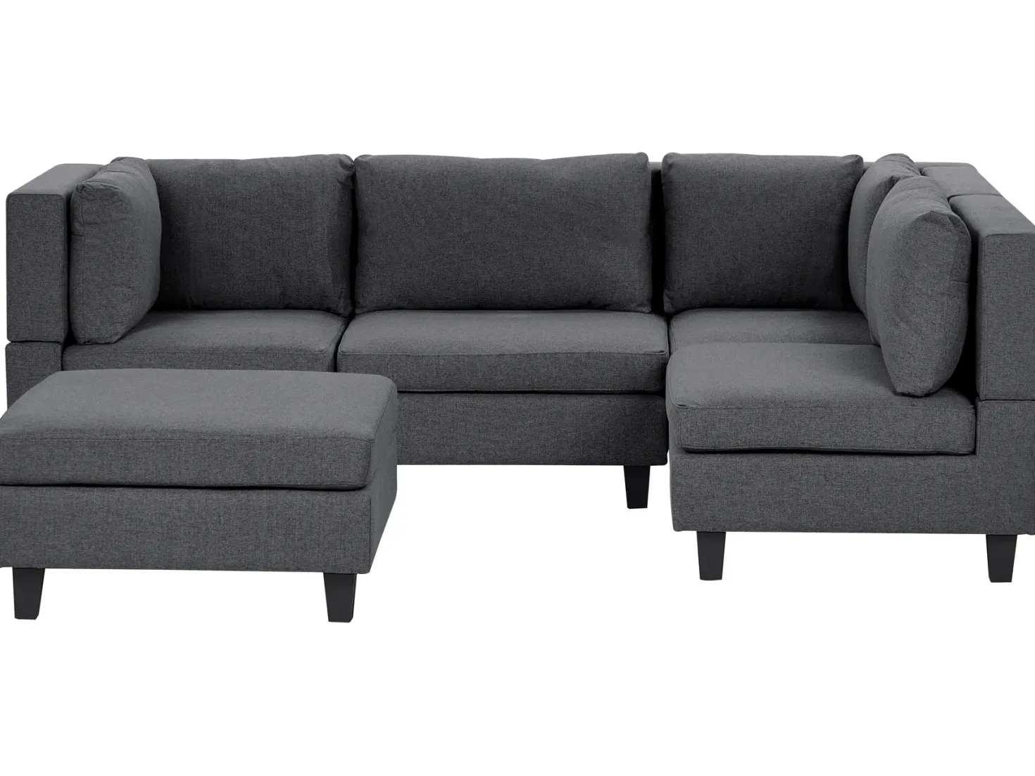 UNSTAD 4 personers Hjørnesofa modul Venstrevendt Mørkegrå med fodskammel