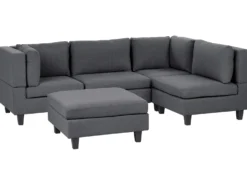UNSTAD 4 personers Hjørnesofa modul Venstrevendt Mørkegrå med fodskammel