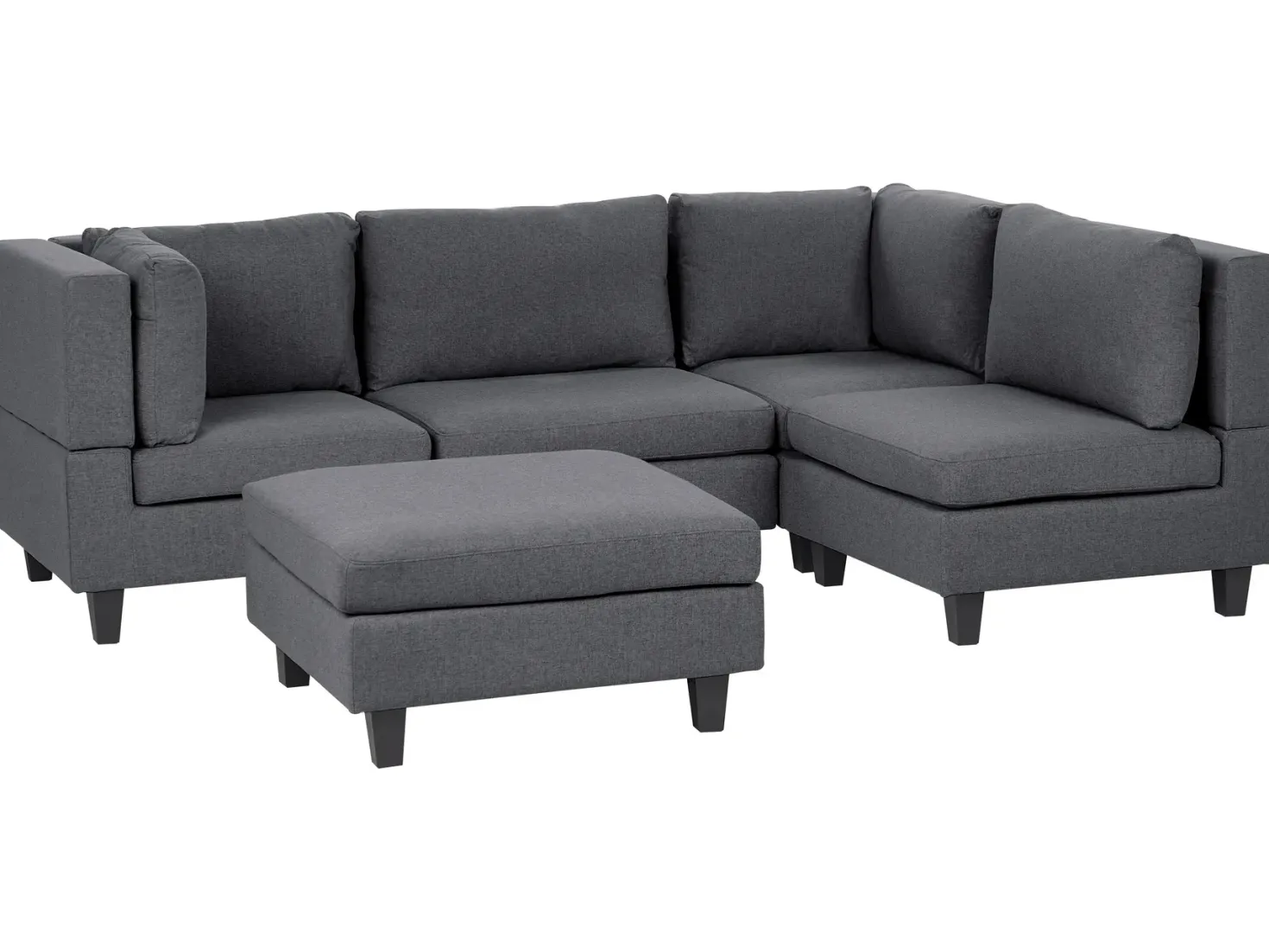 UNSTAD 4 personers Hjørnesofa modul Venstrevendt Mørkegrå med fodskammel