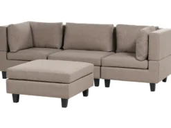 UNSTAD 3 personers Modulsofa Brun med fodskammel