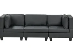 UNSTAD 3 personers Modulsofa Sort Kunstlæder