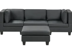 UNSTAD 3 personers Modulsofa Sort Kunstlæder