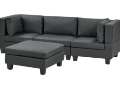 UNSTAD 3 personers Modulsofa Sort Kunstlæder