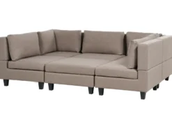 UNSTAD 5 personers U-formet modulsofa Brun med fodskammel