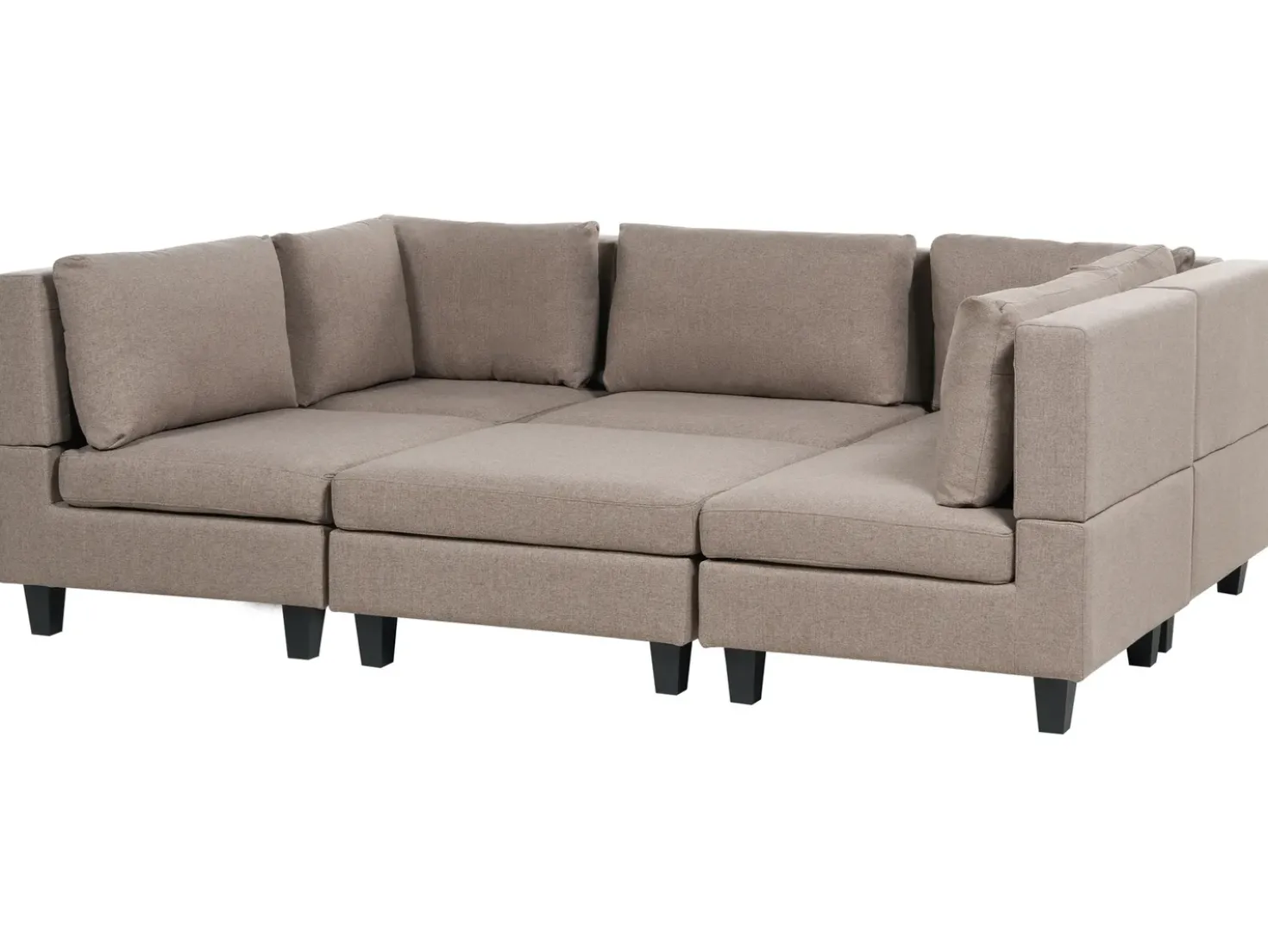 UNSTAD 5 personers U-formet modulsofa Brun med fodskammel