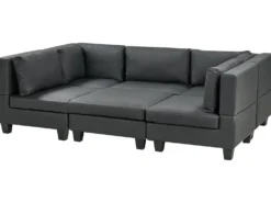 UNSTAD 5 personers U-formet modulsofa Sort Kunstlæder