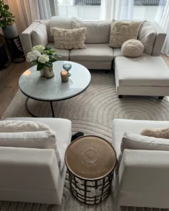 UNSTAD 5 personers U-formet modulsofa Lys Beige med fodskammel