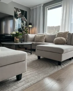 UNSTAD 5 personers U-formet modulsofa Lys Beige med fodskammel