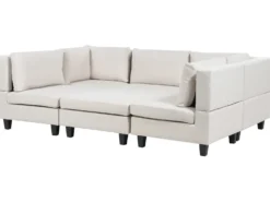 UNSTAD 5 personers U-formet modulsofa Lys Beige med fodskammel