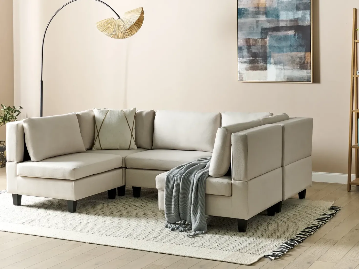 UNSTAD 5 personers U-formet modulsofa Lys Beige