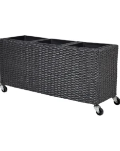 Urtepotte BELLIS 82 cm Sort PE-rattan