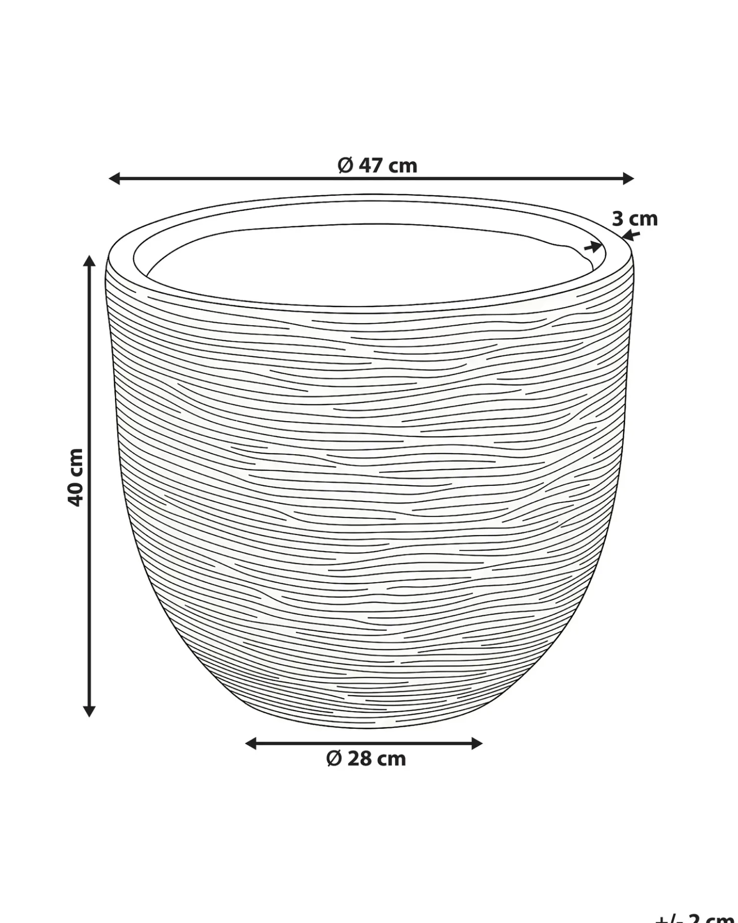 Urtepotte LIXOURI 47 cm Lysegrå