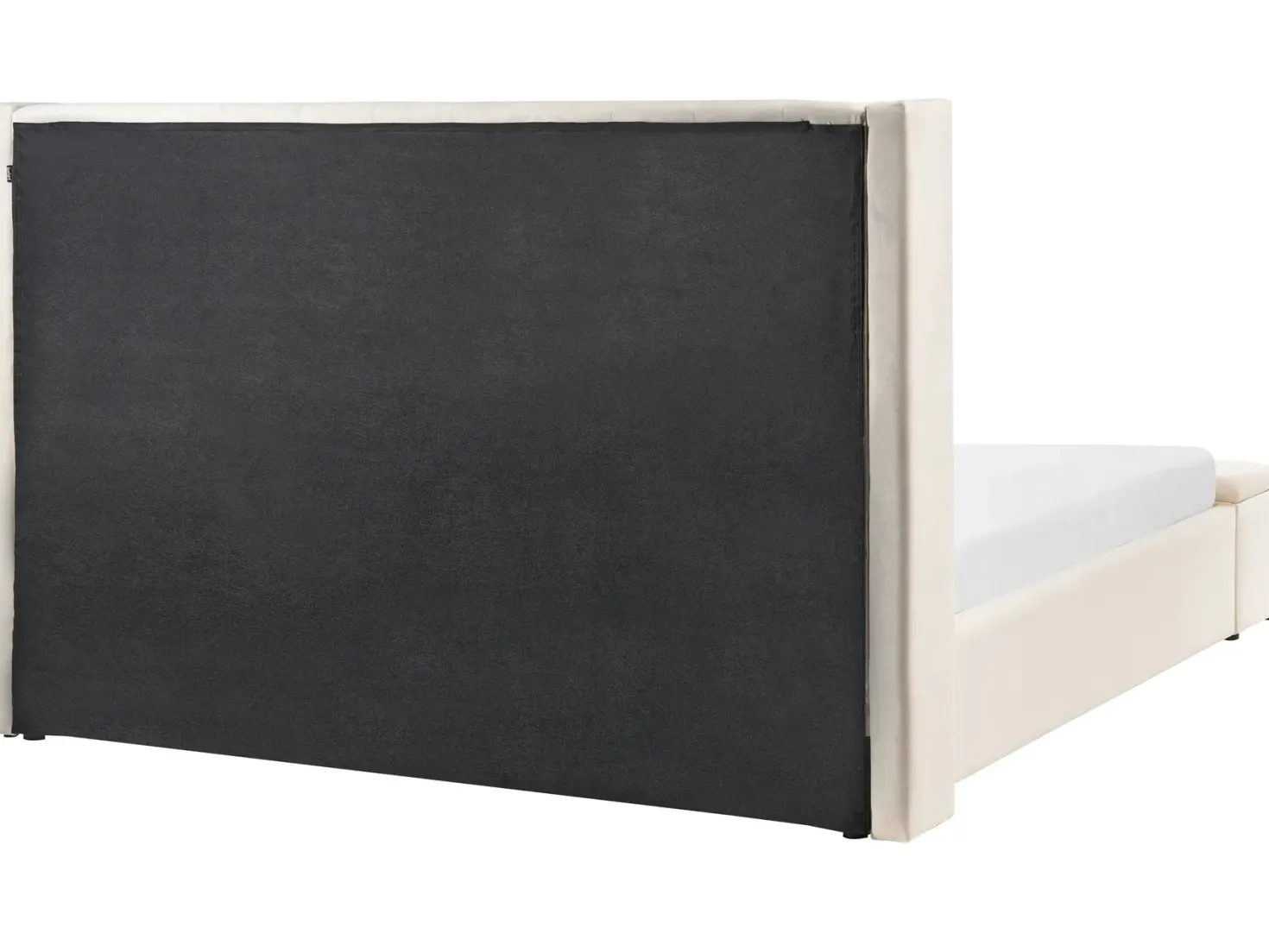 Vandseng med opbevaringsbænk Velour NOYERS 180 x 200 cm Cremehvid