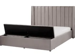 Vandseng med opbevaringsbænk Velour NOYERS 160 x 200 cm Grå