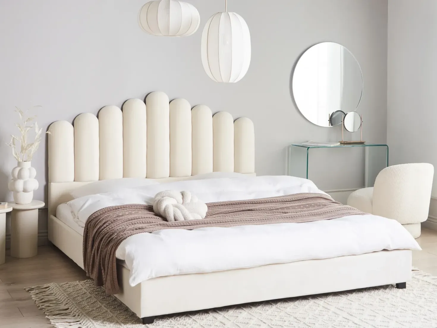 Vandseng Velour VINCENNES 180 x 200 cm Cremehvid