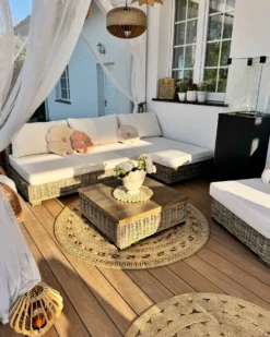 VARALLO 4 personers Loungesæt med bord Højrevendt Grå Rattan