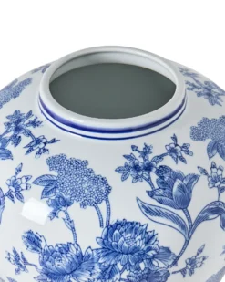 Vase med låg ALFARO Porcelæn 46 cm Hvid/blå