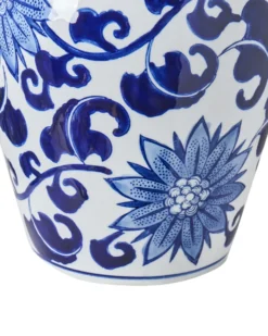 Vase med låg CUENCA Porcelæn 36 cm Hvid/blå