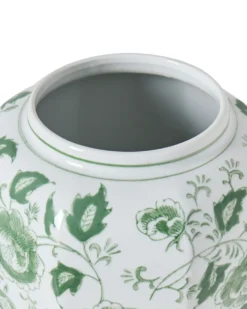 Vase med låg FERROL Porcelæn 29 cm Hvid/ Grøn