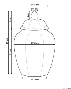 Vase med låg FERROL Porcelæn 29 cm Hvid/ Grøn