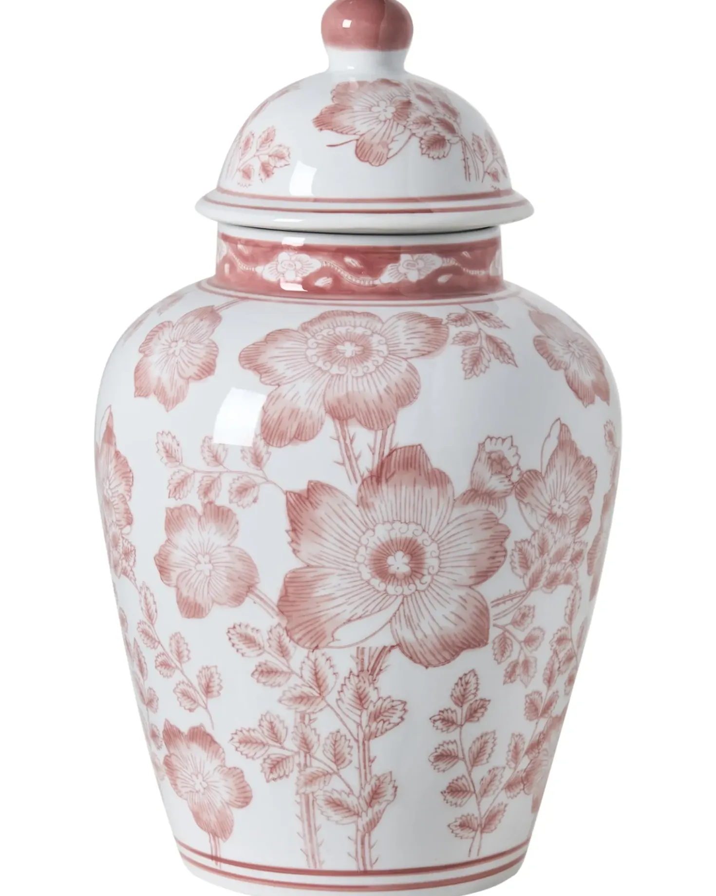 Vase med låg MOGUER Porcelæn 36 cm Rød/Hvid