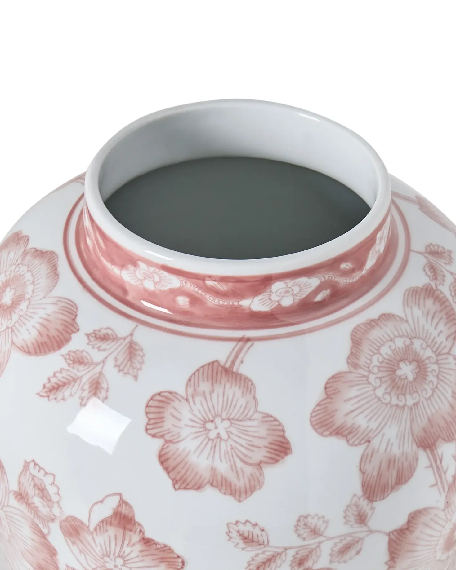 Vase med låg MOGUER Porcelæn 36 cm Rød/Hvid