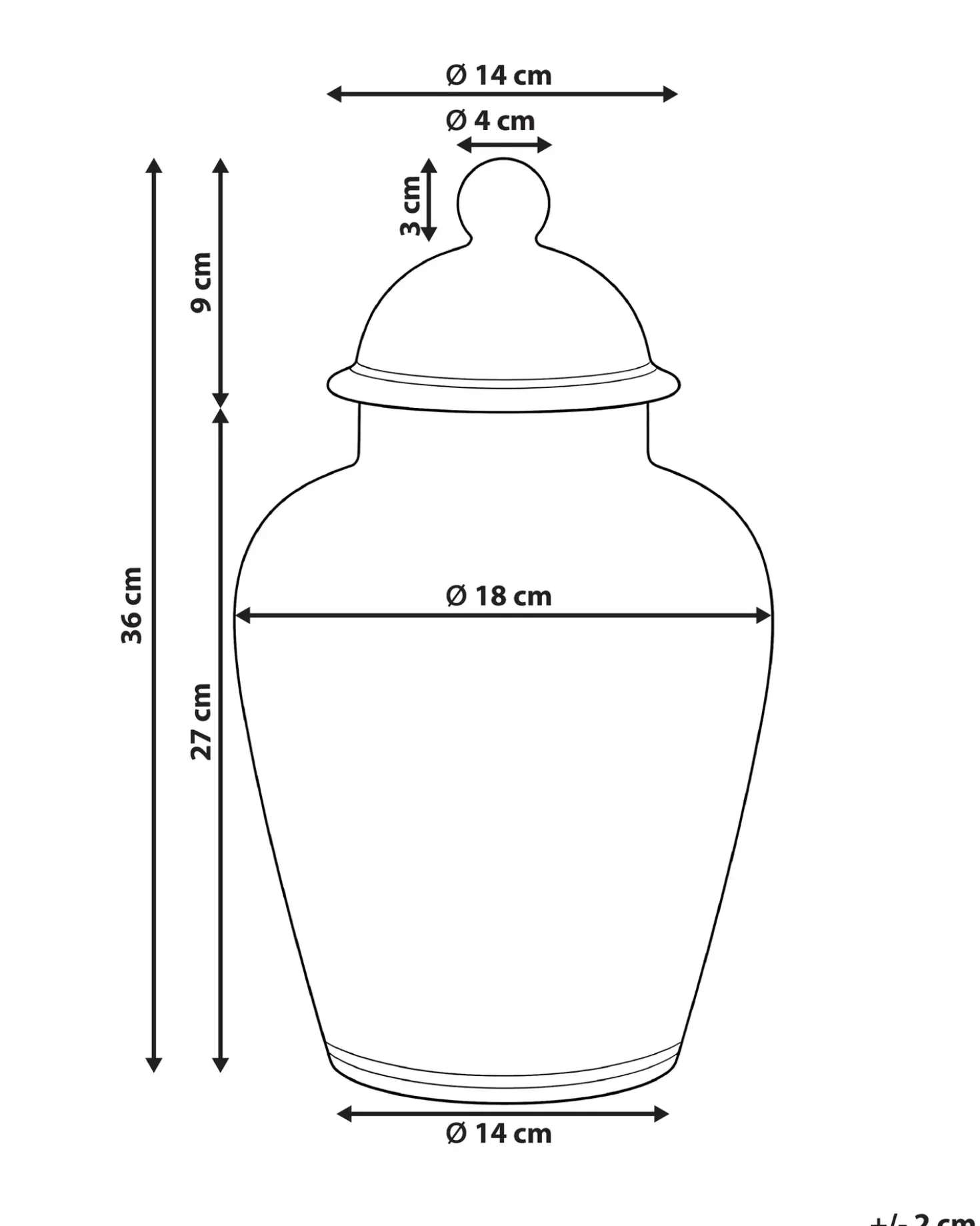 Vase med låg MOGUER Porcelæn 36 cm Rød/Hvid