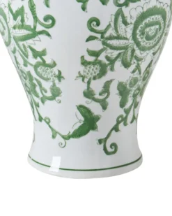Vase med låg MONDRAGON Porcelæn 37 cm Hvid/ Grøn