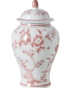 Vase med låg SEWILLA Porcelæn 38 cm Rød/Hvid