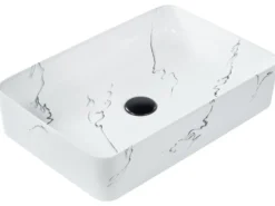 Vask til bordplade HOPI Hvid marmor 51 x 34 cm Keramik
