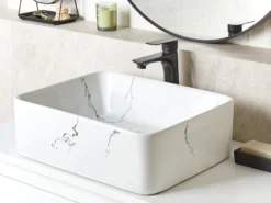 Vask til bordplade HOPI Hvid marmor 49 x 38 cm Keramik