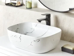 Vask til bordplade HOPI Hvid marmor 47 x 34 cm Keramik