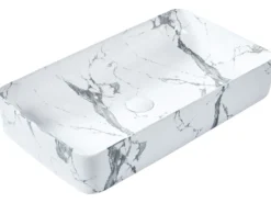 Vask til bordplade IPALA Hvid marmor 62 x 35 cm Keramik