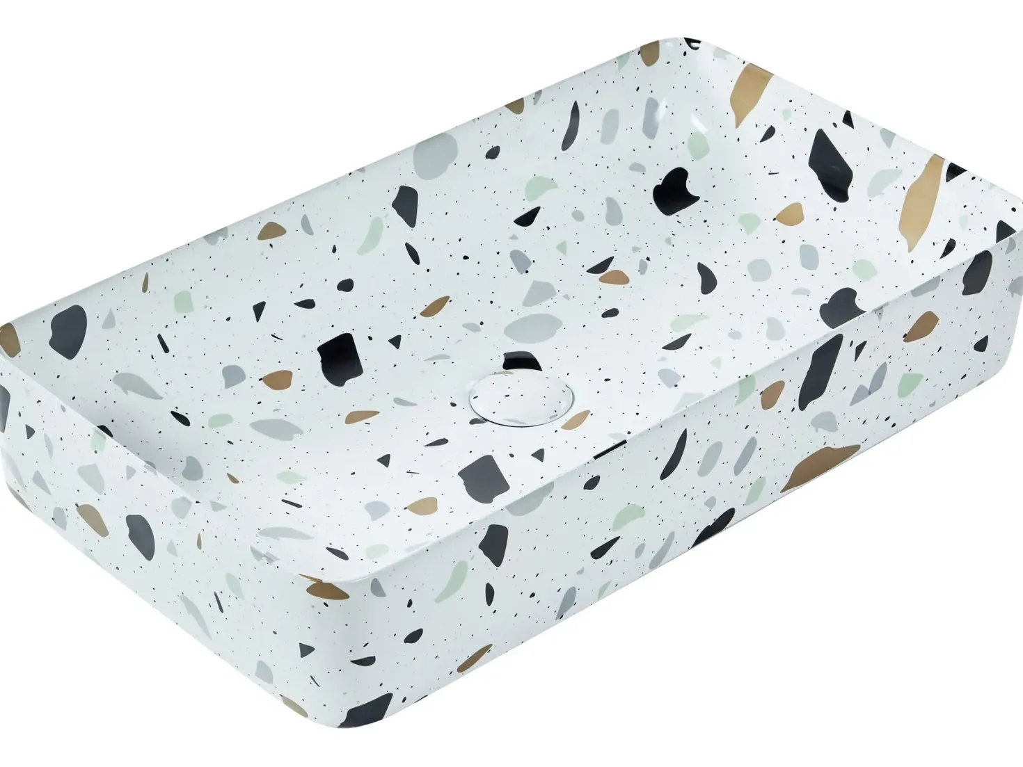 Vask til bordplade NULES Hvid terrazzo 51 x 34 cm Keramik