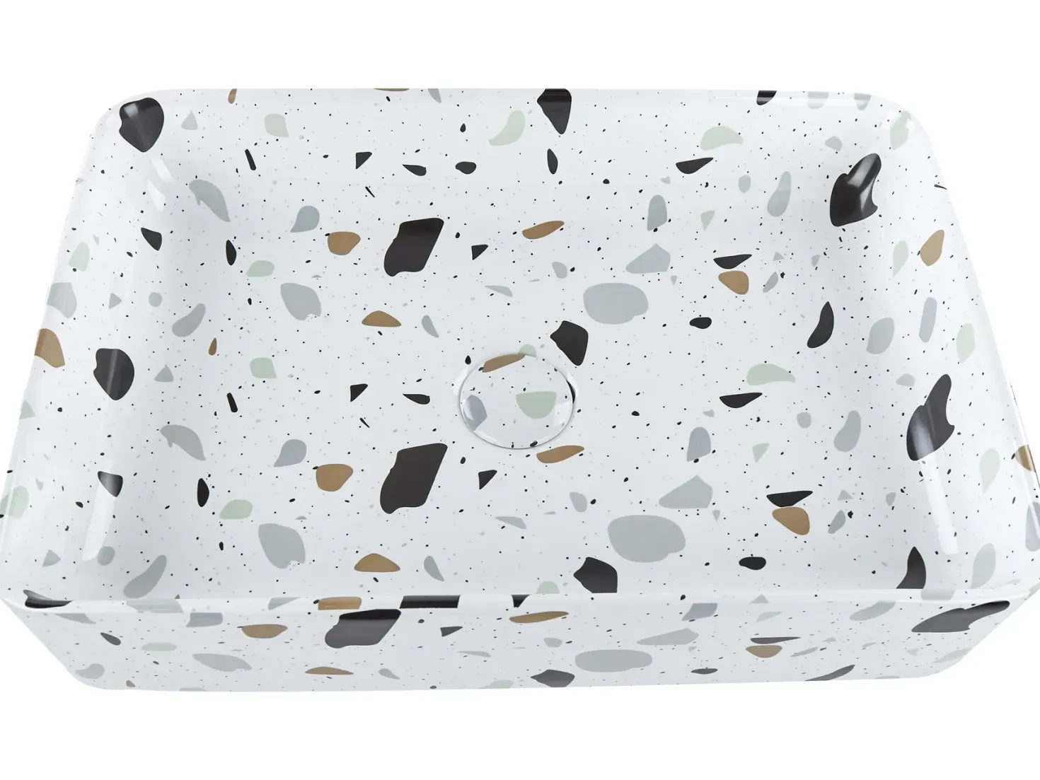 Vask til bordplade NULES Hvid terrazzo 51 x 34 cm Keramik