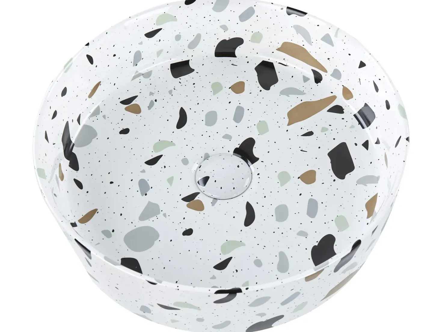 Vask til bordplade NULES Hvid terrazzo ⌀ 40 cm Keramik