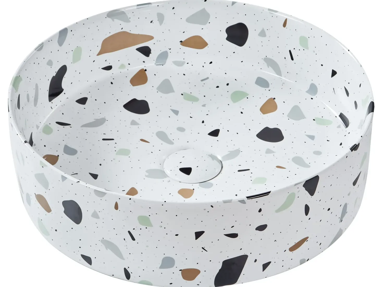 Vask til bordplade NULES Hvid terrazzo ⌀ 40 cm Keramik
