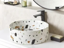 Vask til bordplade NULES Hvid terrazzo ⌀ 40 cm Keramik